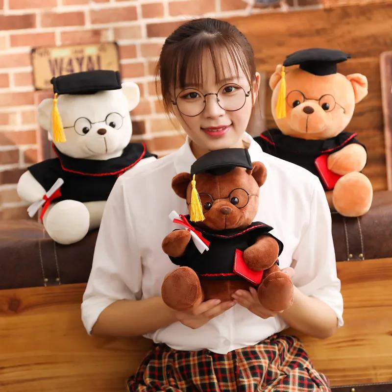 Lovely Glasses Graduation Bear Plush Doll Wearing Doctorial Hat Dr. Bear Cub Plush Toy Little Bear Plush Toy Gifts