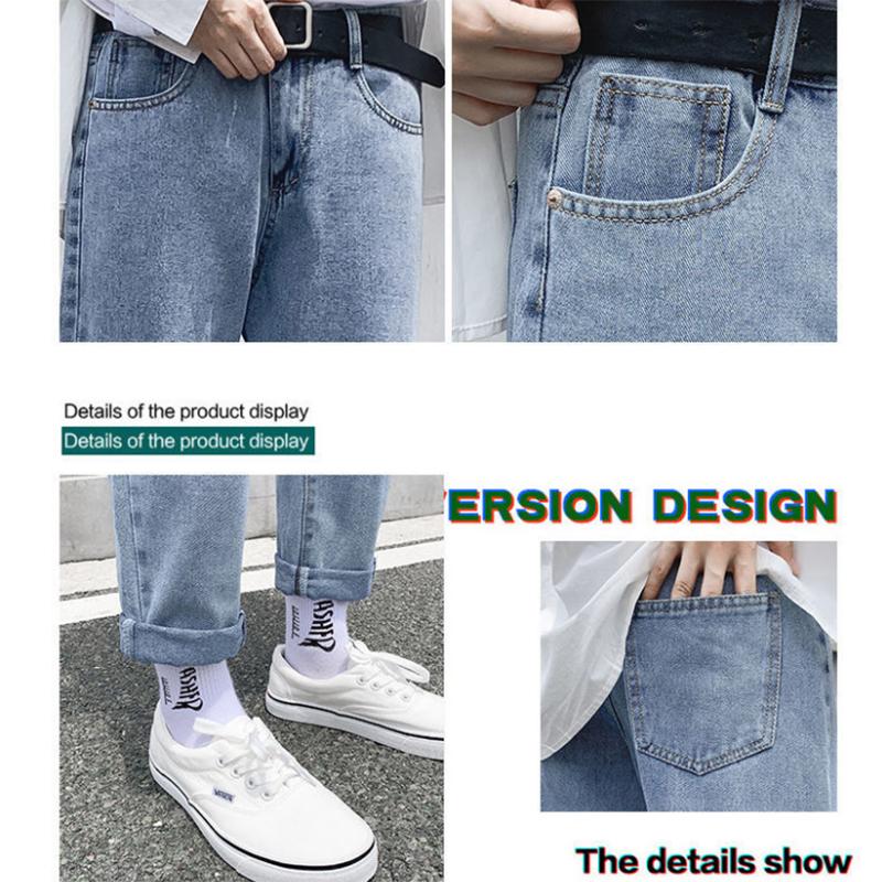 2022 New Street Casual Loose Jeans Men's Korean Fashion Loose Straight Wide Leg Pants Couple Casual Pants