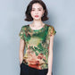 Women's Summer Slim Fit Short Sleeve Top Print Versatile Round Neck T-Shirt