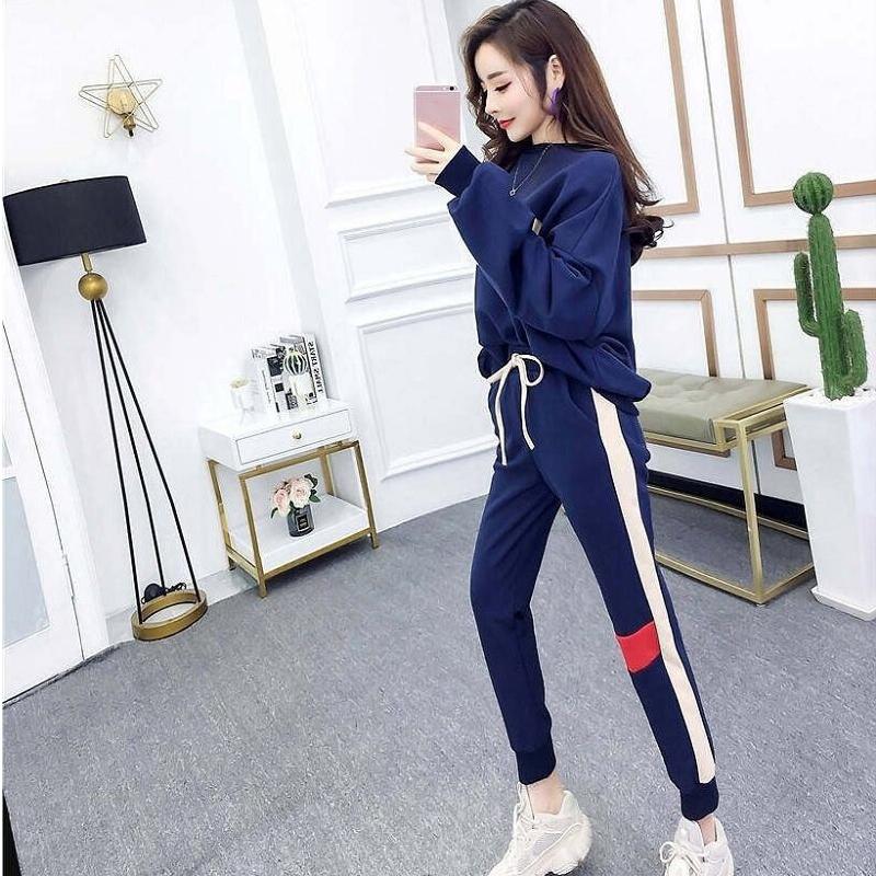 Sports Suit Women Loose Plus Velvet Thickened Long-sleeved Running Casual Two-piece Suit Warm and Breathable Comfort