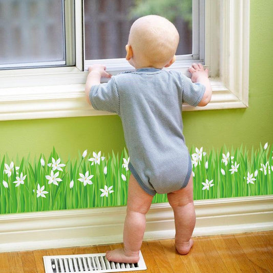 Sayuri grass skirting line bathroom kitchen porch door and window wall sticker grasscloth wallpaper
