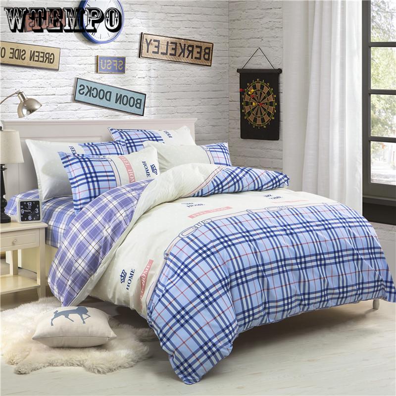 Plaid Duvet Cover Set Bedding Quilt Cover Pillowcases Set