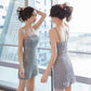 Women Slip Dress Summer Plaid Spaghetti Strap Pdress Sleeveless Sexy Backless Short Dress