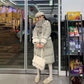 Down Jacket Women Winter Lamb Hair Stitching Mid-length White Duck Down Down Jacket Waist Slimming Winter Warm Thick Coat