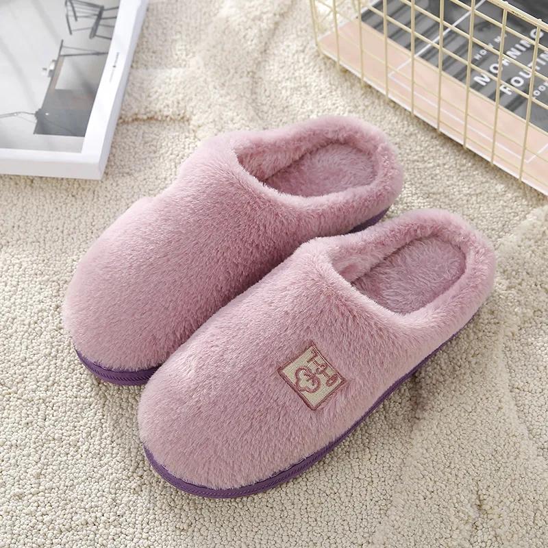 Womens Cute Slippers Winter Home Slippers Cartoon Shoes Non Slip Women Men Warm Soft House Slippers Indoor Bedroom Lovers Couples