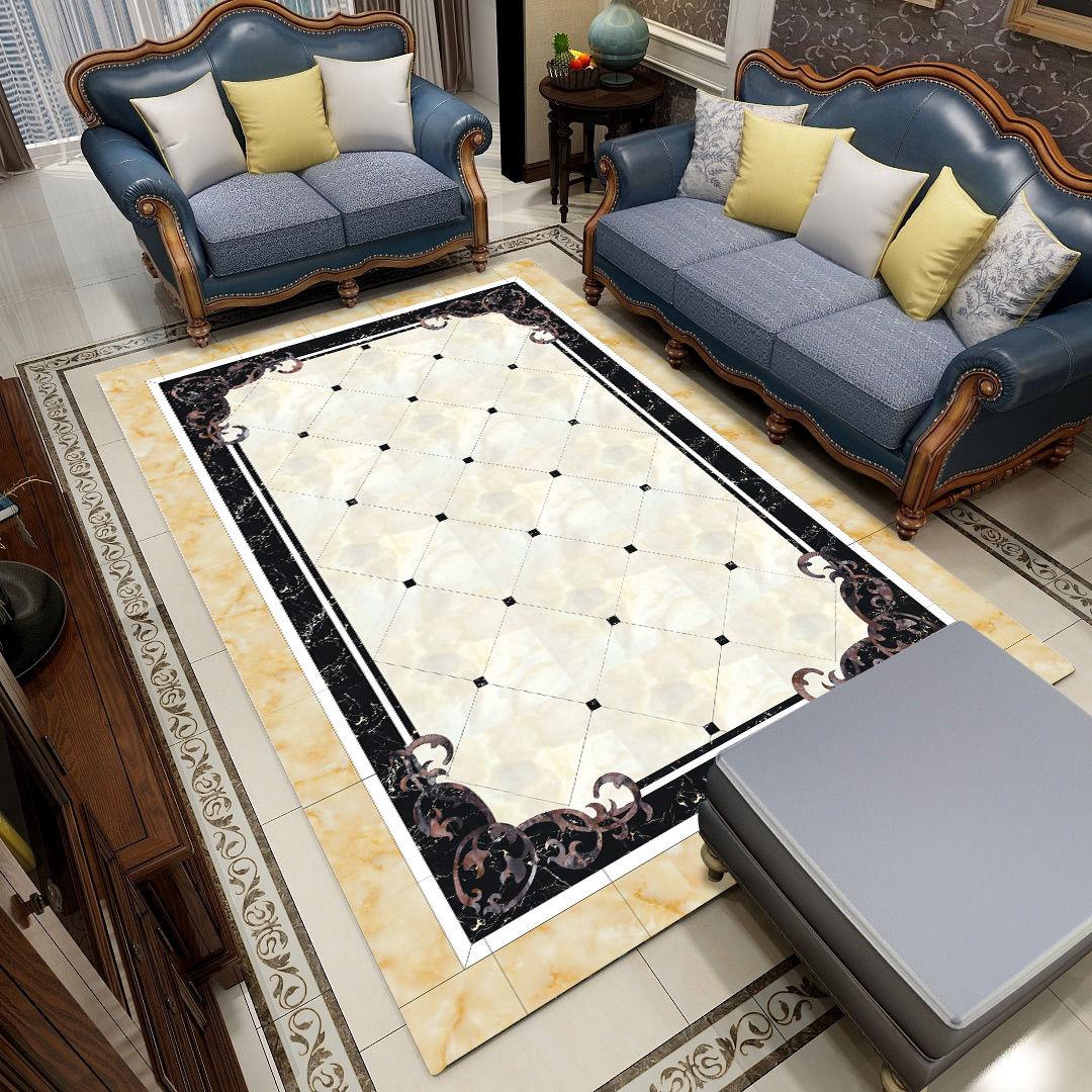 Living Room Carpet Marble Pattern Bedroom Bedside Blanket Household Square Floor Mats