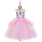 Kids Unicorn Dress for Girls Flower Appliques Ball Gown Little Girl Princess Dresses Elegant Party Costumes Children Clothing