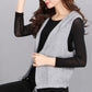 Spring and Autumn Thin Woolen Pure Color Vest Women's Hooded Short Fashion Jacket Wild Cardigan Sleeveless Knitted Sweater