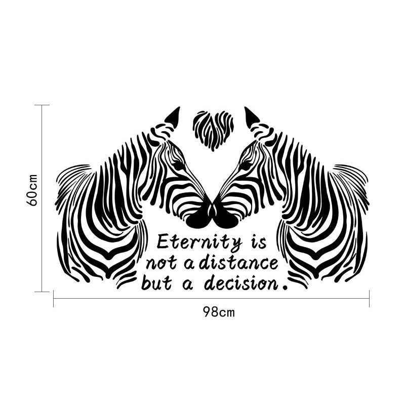 [Wall sticker ]Love Zebra Wall Stickers Black Couple Room Home Decoration Decals Pvc Murals Diy Stic