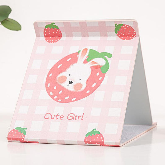 Cartoon Cute Pattern Paper Rectangular Makeup Mirror Folding and Portable HD Travel