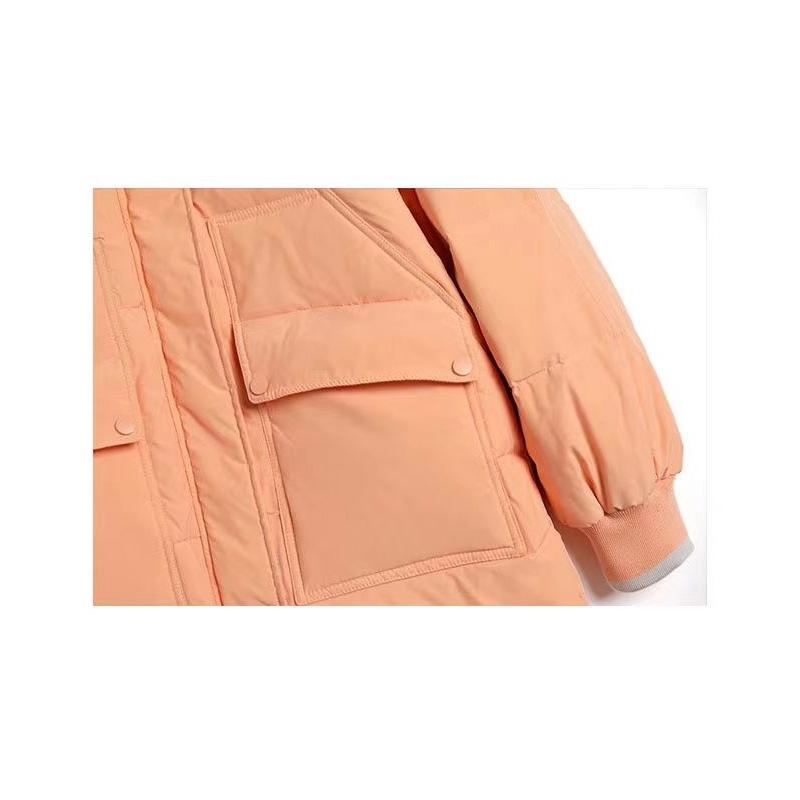 White Duck Down Jacket Korean Style Loose Bread Down Jacket Women Mid-length Hooded Cocoon Coat