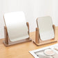 Ladies Rotatable Wooden Mirror Desktop Creative Portable Makeup Mirror HD Thin and Light Travel Out Household Essentials