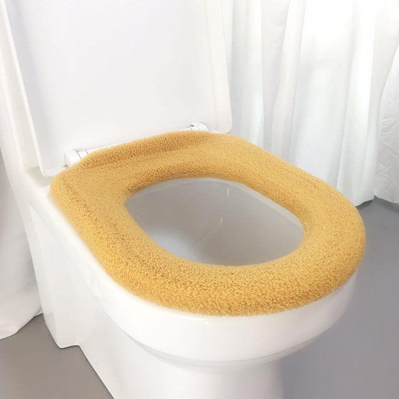 Toilet Cushion Toilet Seat Gasket Cushion Thickening Plus Velvet Warming Pad Solid Color Household Toilet Seat Cover To Keep Warm