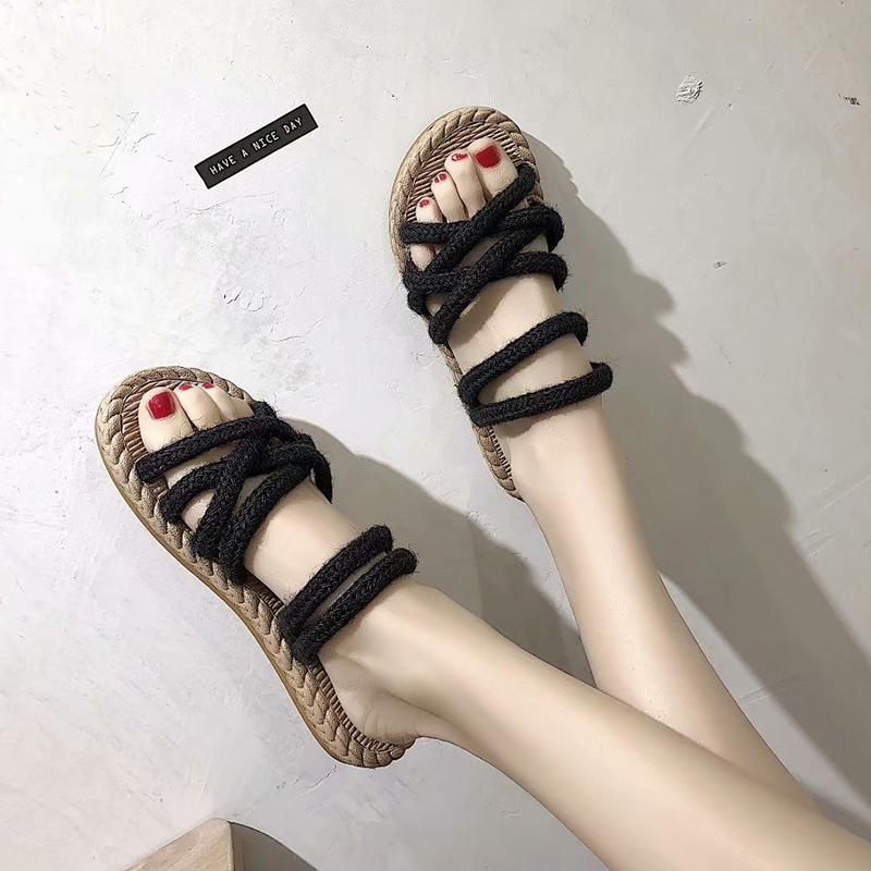 Super Good-looking Roman Sandals, Women's Hemp Rope, Two-wear Slippers, Women's Shoes, Summer Students All-match