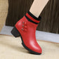 Female Martin Boots Short-tube Winter Plus Velvet Warmth Fashion All-match Mid-heel Cotton Shoes