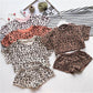 Girls' New Leopard Print Baby Summer Indoor Air-conditioning Suit Short-sleeved Shorts 2-piece Set