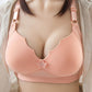 Ladies Large Size Push Up Adjustable Soft Thin Mould Cup Bra Breathable Comfortable Back Button Ruffle Design Bra Bra