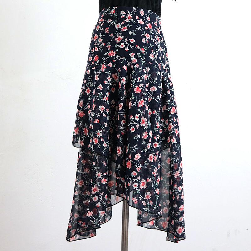 Long Chiffon Skirt Women Fashion 2020 Summer High Waist Floral Print Holiday Boho Beach Skirt Female
