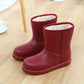 Rain Boots Women Waterproof Work Shoes for Girls Mid-calf Water Shoes Winter Plush Warm Rain Boots with Fur EVA Anti Slip Solid