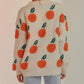 Orange Fruit Winter Knit Sweater, Female Crew Neck Pullover, Long Sleeve Jumper, Women Casual Sweatshirt