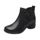 Women's Autumn and Winter Cowhide Plus Cashmere Martin Boots Waterproof Non-slip High Heels Out High Heel Ankle Boots Soft Mother Shoes
