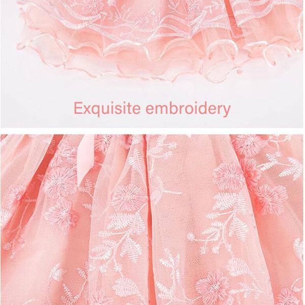 Three Layers Girl Baby Short Veil Lace Bowknot Cute and Sweet Printed Embroidery Ruffle Elastic Waist Children's Skirts Princess Tutu A-line Skirt