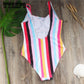 WTEMPO Brand Sexy bikini swimsuit female rainbow striped piece explosion retro fashion chest pad