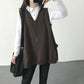 Spring and Autumn Loose College Style Sweater Casual V-neck Knitted Vest Simple and Versatile Female Sweater