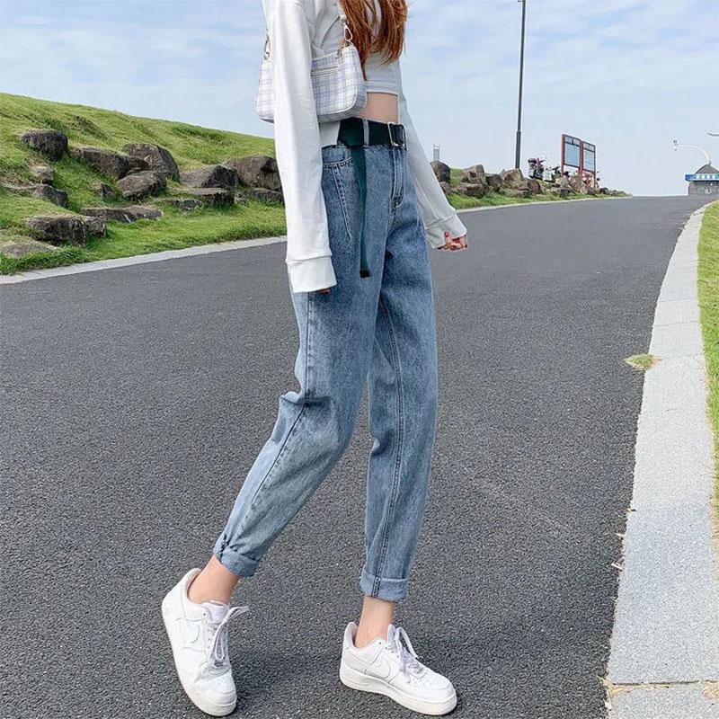 Women's Jeans Spring and Autumn Loose Straight Daddy Pants High Waist Thin Harem Pants Trousers Ladies Denim Jeans
