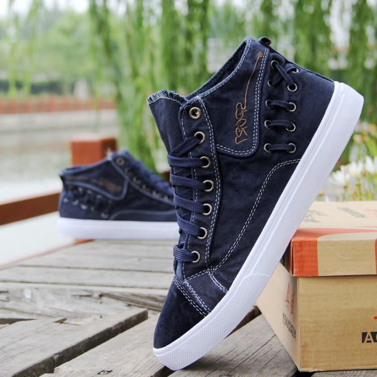 Retro Trendy Boys Canvas Shoes Korean Fashion Casual Shoes High-top Denim Shoes