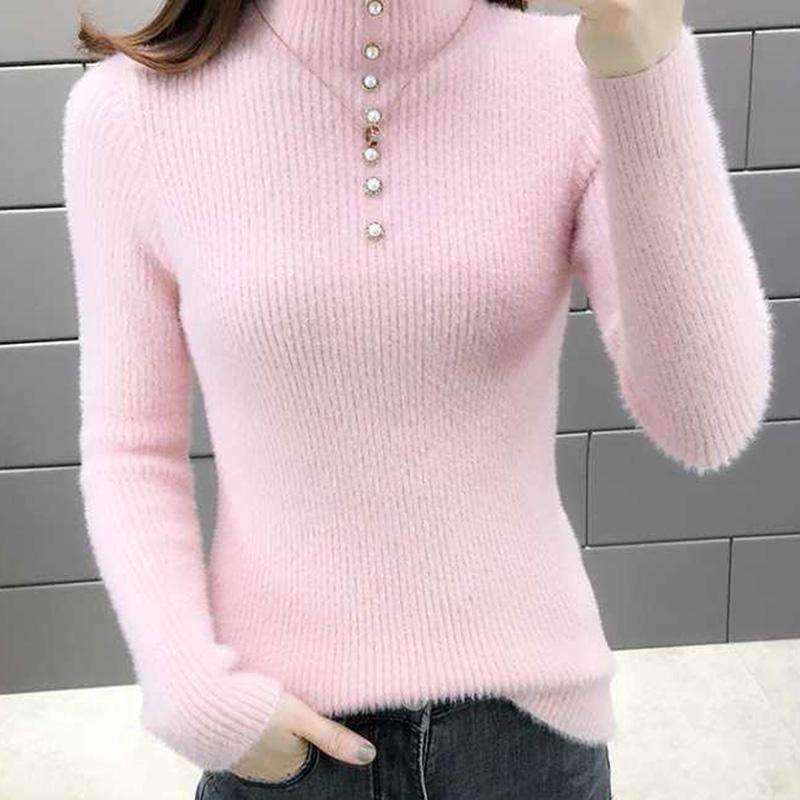 Autumn/winter High Neck Long Sleeve Bottoming Shirt Slim Short Knitted Sweater Women