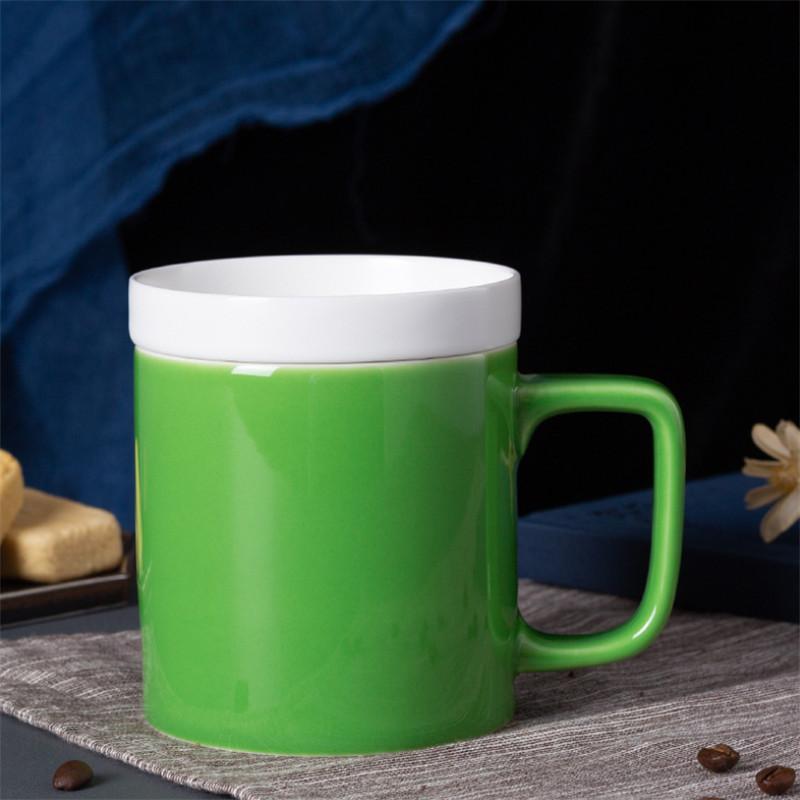 Ceramic Tea Mug Simple Coffee Cup with Biscuit Lid and Filter Porcelain Flower Teacup Office Drinkware Gift