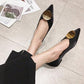 OL Style Velvet Pointed-toe Shoes Women Metal Round Decoration Flats Shoes Soft Low Heels for Ladies