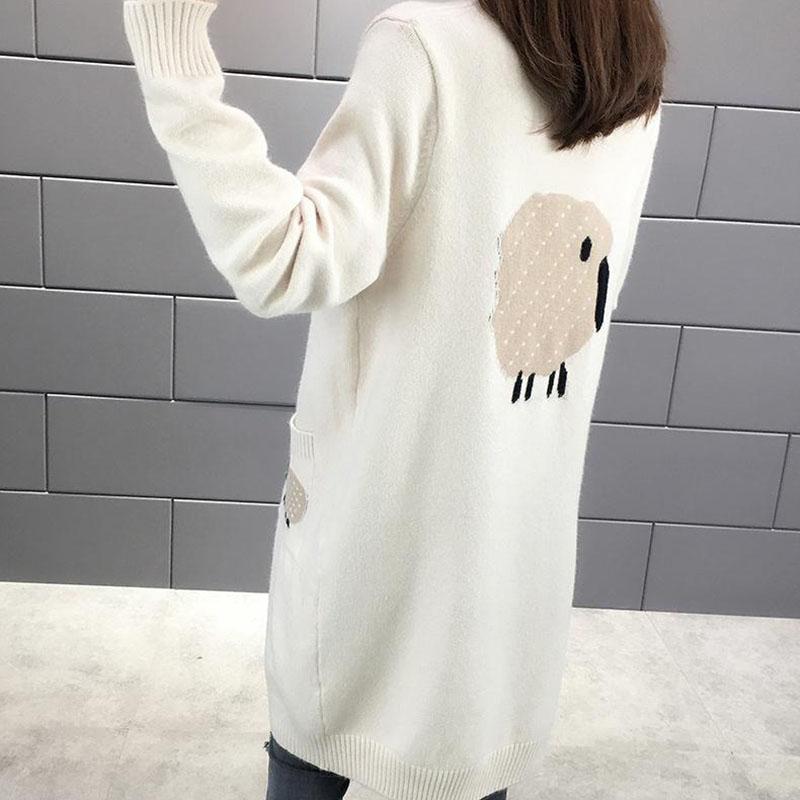 Mid-length Sweater Fashion Knit Cardigan Jacket for Spring and Autumn Simple Casual Women's Jacket