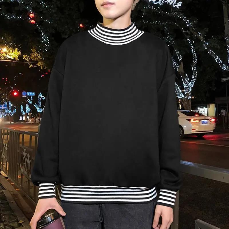 Boys Warm and Comfortable Sweater Loose Round Neck Plus Velvet Thick Winter Without Hood and Velvet