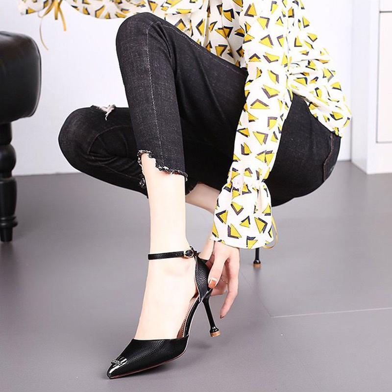Spring  Autumn High Heels Stiletto Metal Pointed French Girl Sandals Stiletto All-match Single Shoes