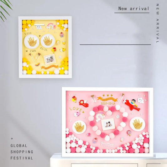 Baby's Hand and Foot Printing Mud Fetal Hair Souvenir Photo Frame Permanent Full Moon Hundred Day Gift Newborn Baby's Hand and Foot Prints