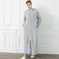 Luxury Nightgown Men's Autumn and Winter Long Coral Fleece Thick Warm Flannel Bathrobe Zipper Home Pajamas Skirt