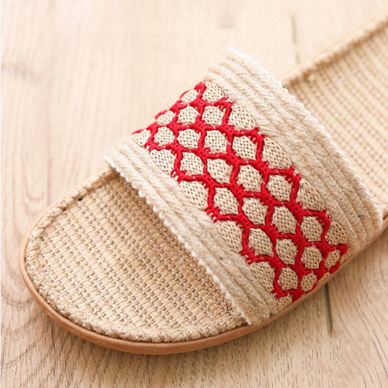 Slippers Household Four Seasons Striped Flannel Couple Men and Women Sandals Indoor Non-slip Mute Cotton and Linen Slippers