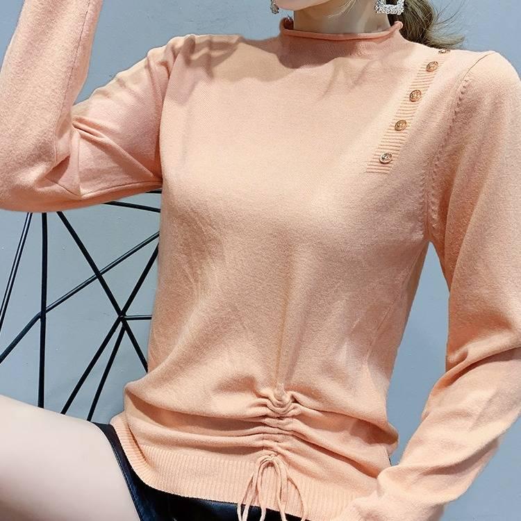 Knitwear Women's Autumn and Winter New Sweater Loose Joker Drawstring Design Tops Long Sleeve