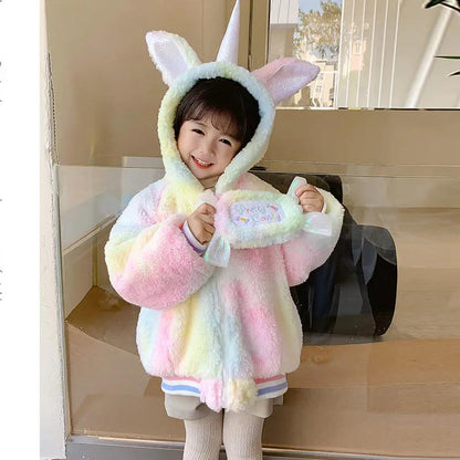 Girls Windproof Jacket Girls Thick Warm Hooded Winter Jacket