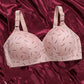 Women Printed Pattern Sexy No Steel Ring Large Size Thin Section Gathering Adjustable Anti-sagging Anti-glare Soft and Comfortable Full Cup Bra