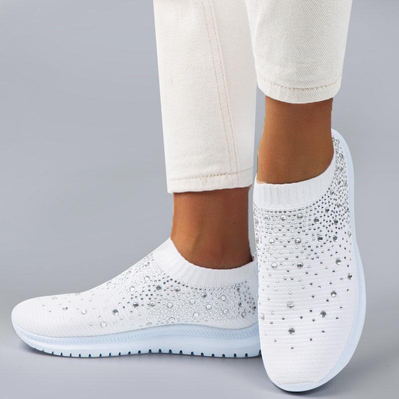 Women Flat Crystals Sneakers Breathable Casual Shoes Sport Shoes Outdoors