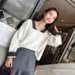 Autumn and Winter V-neck Sweater Female Students Loose and Versatile Color Contrast Pullover Sweater Coat Women