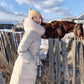 Fashion Trend Long Hooded Simulation Fur Collar Women's Down Jacket Autumn and Winter Plus Velvet Thickening Warm White Duck Down Jacket