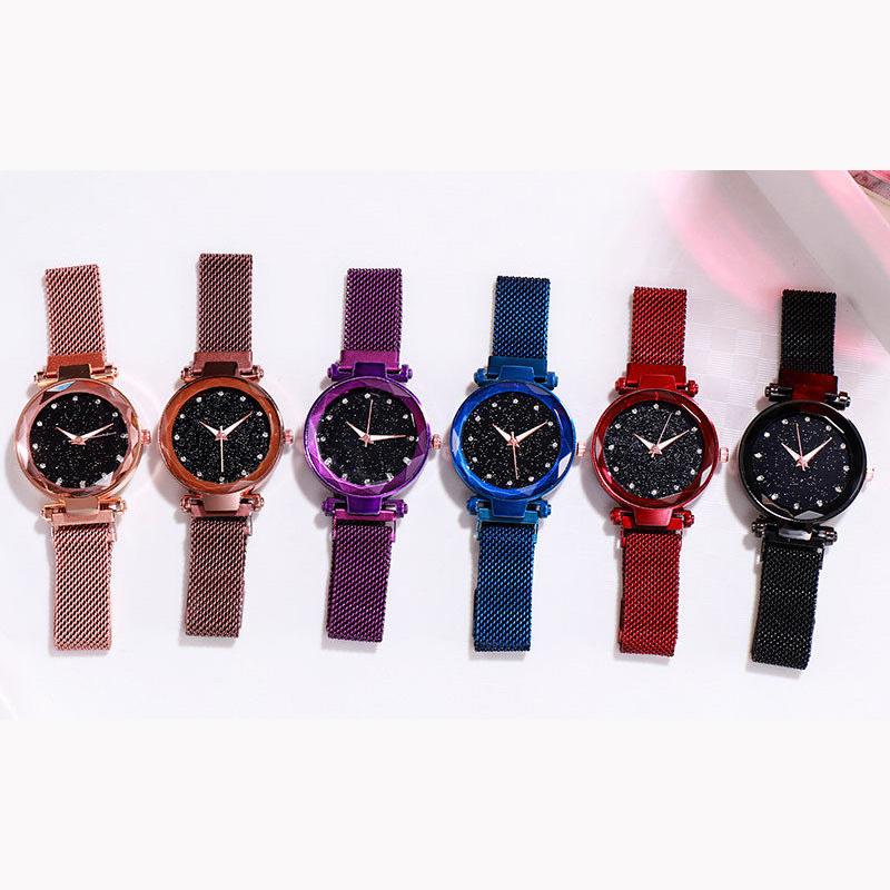 Paris Eiffel Tower Starry Quartz Watch Women's College Style Student Korean Vintage Simple Iron Magnet Luminous Mesh Belt Watch