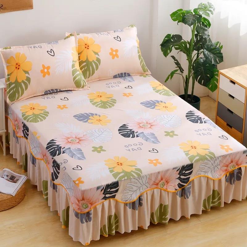 Korean Fashion Printed Bed Cover Double Bed Mattress Dust Cover Simmons Protective Cover