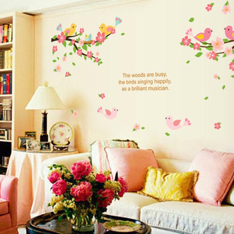 Bird language fragrance fifth generation removable wall sticker PVC transparent film