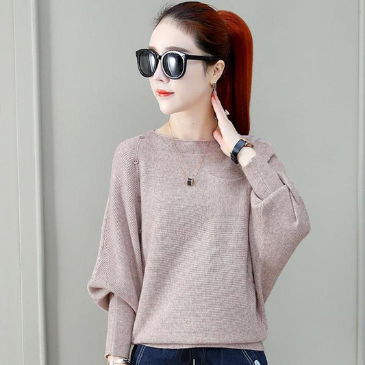 New Women hollow Pearl Beaded O-Neck Sweater Long Sleeve Slim Knit Pullover Sweater for Winter