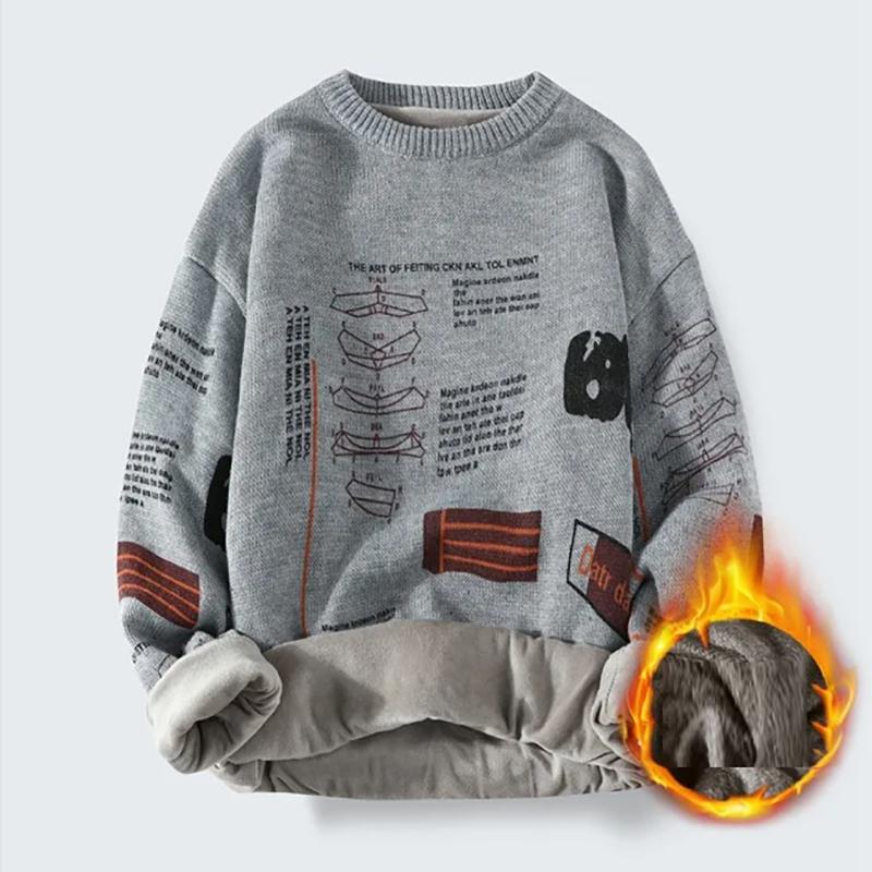 Winter Plus Velvet Thick Men's Sweatshirts Korean Casual Pullover Loose Warm Sweater Youth Sweater